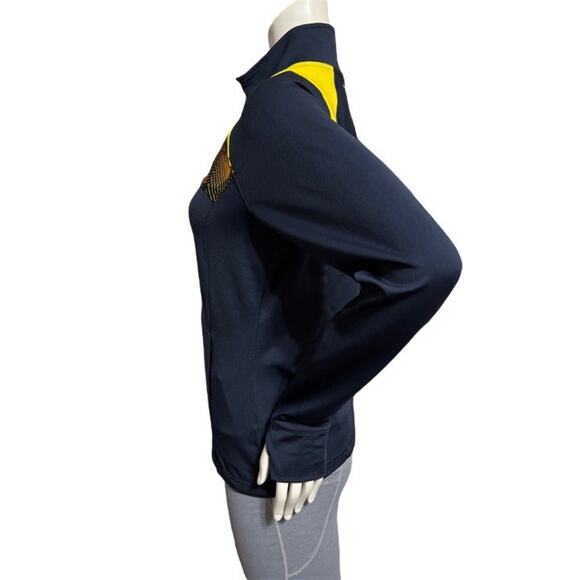 Adidas Climate Full Zippered Navy and Yellow Warm Up Jacket Size Small - Picture 2 of 5